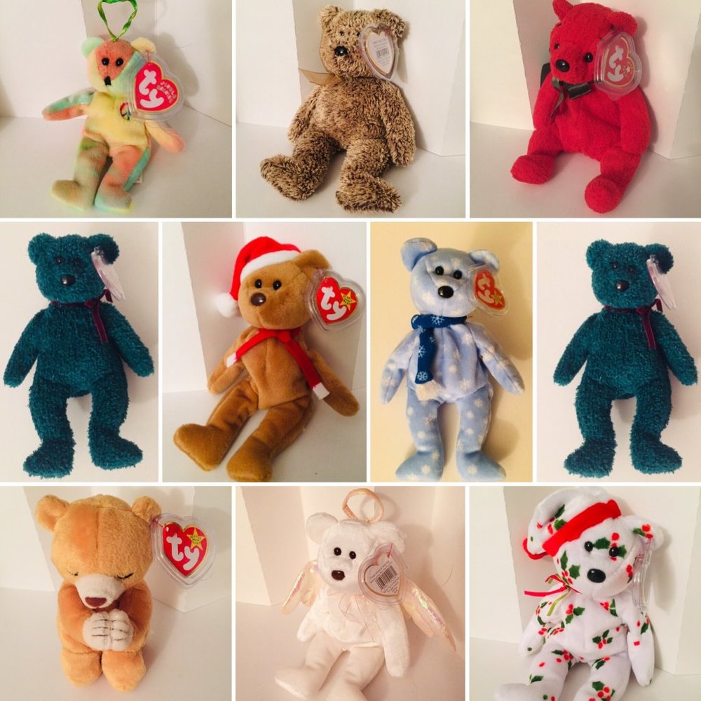 2x TY Beanie Babies Xmas Holiday Christmas Bears